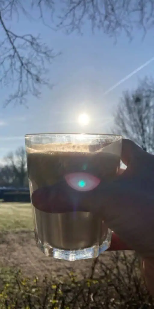 banana smoothie in sunlight