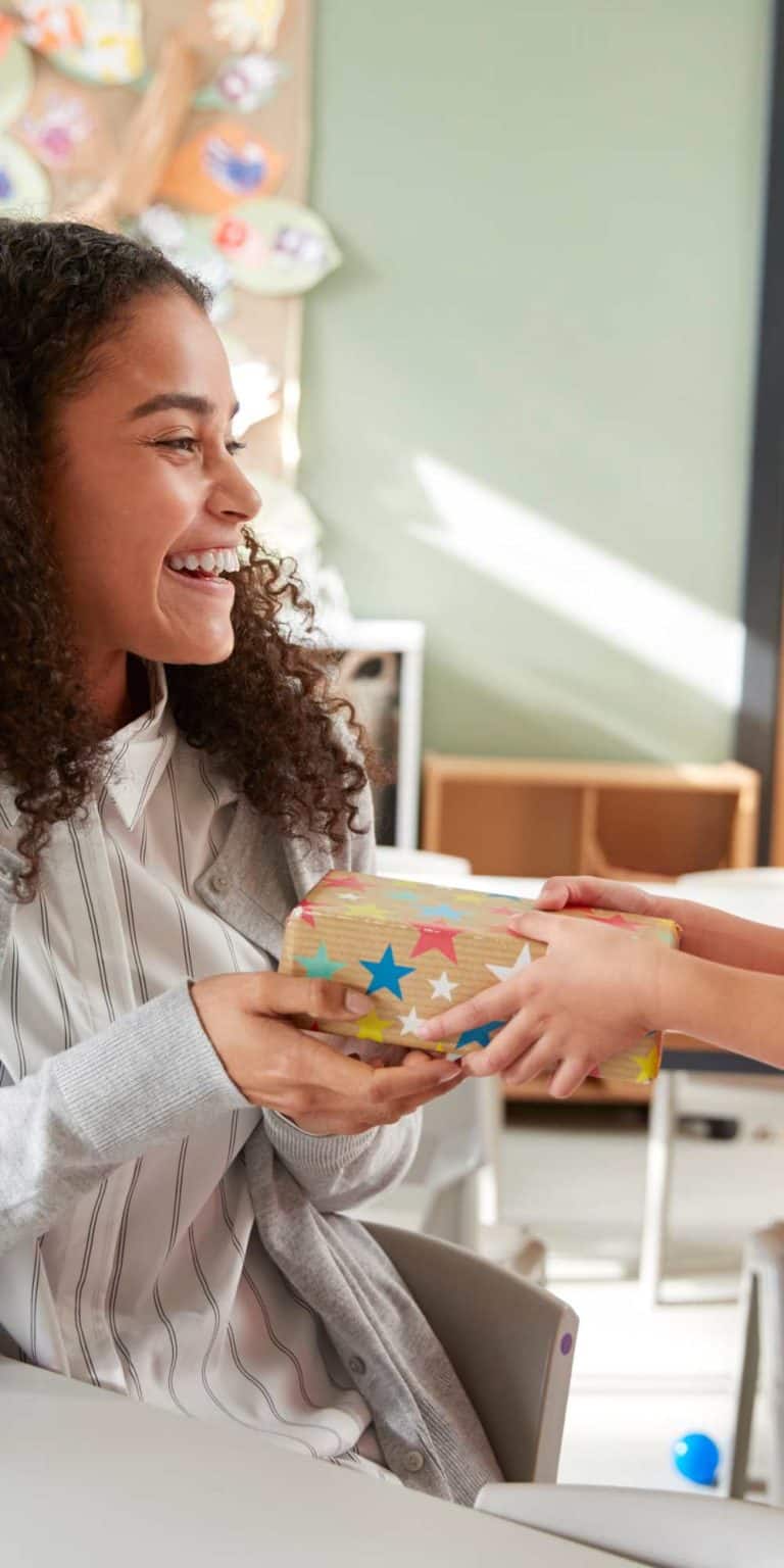 teacher getting gift