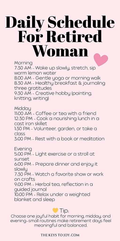 daily schedule for retired woman