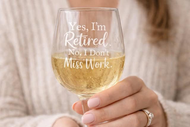 funny retirement wine glass