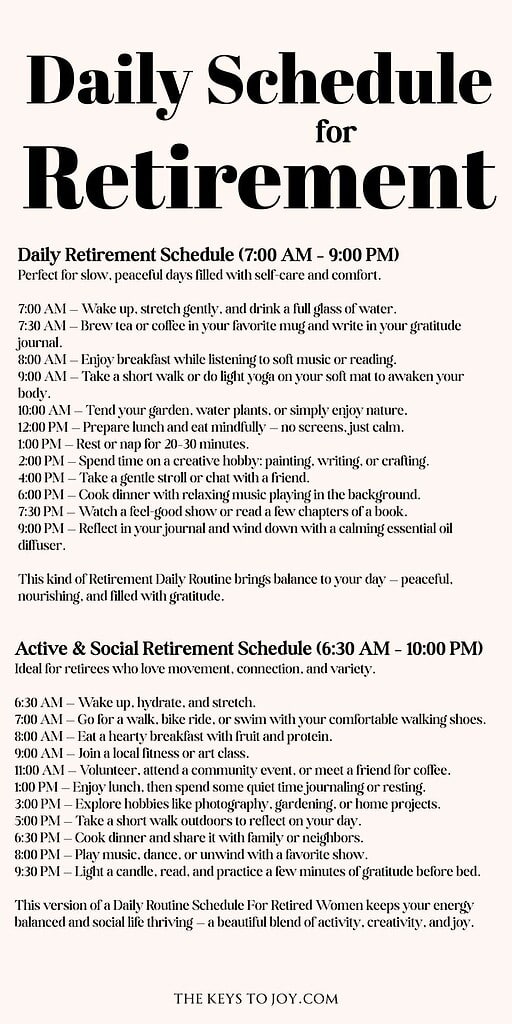 daily schedule for retirement