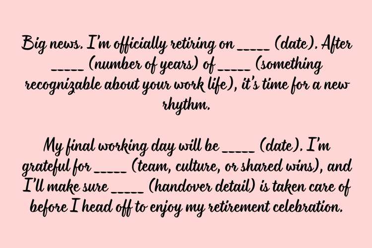 retirement announcement examples