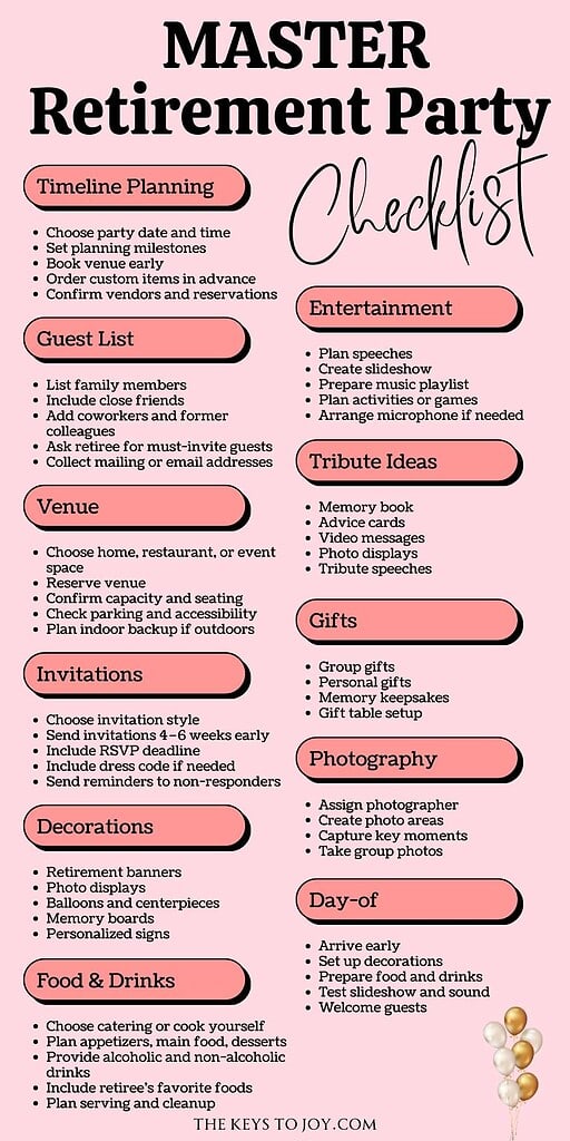 retirement party checklist