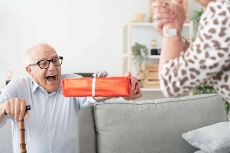 man receiving gift
