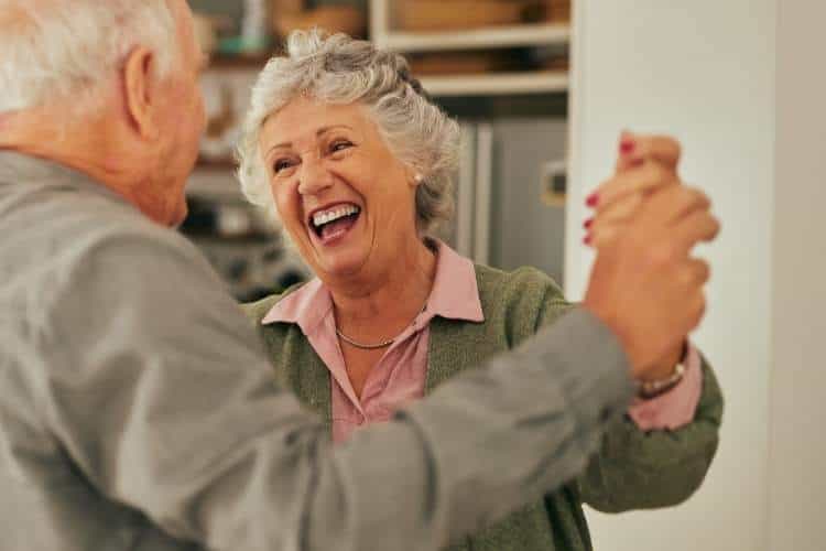 retired couple dancing